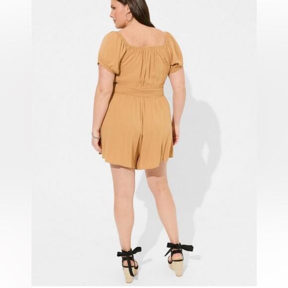 Torrid BISCUIT Rayon Slub Smocked
Waist Romper - Picture 3 of 9